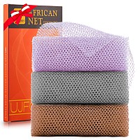 3 Pieces African Exfoliating Net African Net Long Net Bath Sponge Exfoliating Shower Body Scrubber Back Scrubber Skin Smootherg