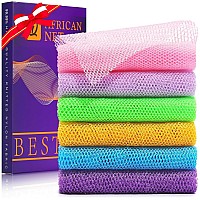 Ujfqbh 6 Pieces African Bath Sponge African Net Long Net Bath Sponge Exfoliating Shower Body Scrubber Back Scrubber Skin Smoothe