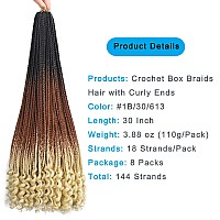 30 Inch Crochet Box Braids Hair With Curly Ends 8 Packs Crochet Braids Box Braids Crochet Hair Pre Looped T1B 30 613 Crochet God