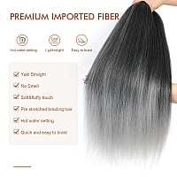 Difunee Prestretched Braiding Hair 26 Inch 8 Packs Ombre Gray Super Long Braiding Hair For Twist Or Box Braids Yaki Texture