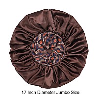 Silk Satin Bonnet Hair Cap 2Pcs 17Inch Diameter Extra Large Jumbo Sleeping Satin Bonnets With Comfortable Flower Band High De