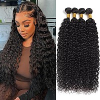 Menalue Human Hair Bundles Water Wave 4 Bundles 22 24 26 28 Inch 10A Brazilian Virgin Deep Curly Bundles Human Hair For Women 10