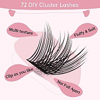 Lash Clusters 72 Pcs Individual Lashes Cluster Diy Lash Extension Volume Eyelashes Look Super Thin Band And Comfortable Vol