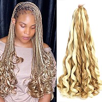 French Curly Braiding Hair 24 Inch 8 Packs Pre Stretched Bouncy Braiding Hair Loose Wavy Braiding Hair Synthetic Hair Extensi