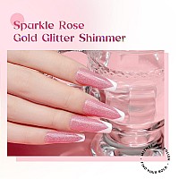 Mizhse Rose Pink Glitter Gel Nail Polish 12Ml Sheer Nude Pink Shimmery Jelly Gel Polish Soak Off Uv Led Gel Polish For Nail Salo