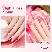 Mizhse Rose Pink Glitter Gel Nail Polish 12Ml Sheer Nude Pink Shimmery Jelly Gel Polish Soak Off Uv Led Gel Polish For Nail Salo