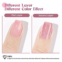 Mizhse Rose Pink Glitter Gel Nail Polish 12Ml Sheer Nude Pink Shimmery Jelly Gel Polish Soak Off Uv Led Gel Polish For Nail Salo