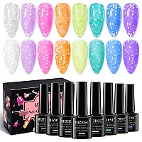 Mizhse Neon Snowflake Gel Polish Set 8 Colors Summer Hot Pink Neon Bright Macaron Candy Jelly Nail Polish Gel Popular Soak Off