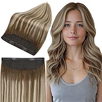 Full Shine Wire Hair Extensions Real Human Hair Balayage Wire Hair Extensions Chestnut Brown Balayage Platinum Blonde Human Hai