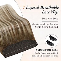 Full Shine Wire Hair Extensions Real Human Hair Balayage Wire Hair Extensions Chestnut Brown Balayage Platinum Blonde Human Hai