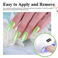 Imtiti Glitter Light Green Gel Nail Polish Uv Led Soak Off Sparkle Light Olive Green Color Nail Polish Green Shimmer Glitter Ge