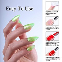 Imtiti Glitter Light Green Gel Nail Polish Uv Led Soak Off Sparkle Light Olive Green Color Nail Polish Green Shimmer Glitter Ge