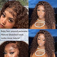 Lzgye Chocolate Brown Deep Wave Lace Front Wigs Human Hair 18Inch Colored Lace Frontal Wig For Women 13X4 Hd Lace Curly Wig Huma