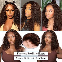 Lzgye Chocolate Brown Deep Wave Lace Front Wigs Human Hair 18Inch Colored Lace Frontal Wig For Women 13X4 Hd Lace Curly Wig Huma