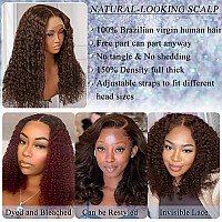 Lzgye Chocolate Brown Deep Wave Lace Front Wigs Human Hair 18Inch Colored Lace Frontal Wig For Women 13X4 Hd Lace Curly Wig Huma