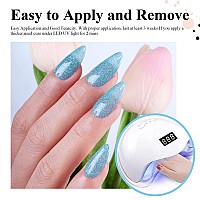 Imtiti Glitter Sky Blue Gel Nail Polish Uv Led Soak Off Sparkle Translucent Blue Nail Polishshimmer Glitter Blue Gel Polish