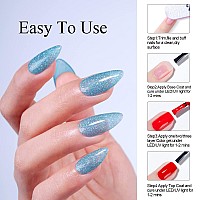 Imtiti Glitter Sky Blue Gel Nail Polish Uv Led Soak Off Sparkle Translucent Blue Nail Polishshimmer Glitter Blue Gel Polish