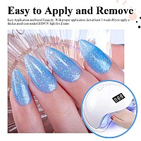 Imtiti Translucent Light Sky Blue Glitter Gel Nail Polish Uv Led Soak Off Sparkle Light Sky Blue Color Nail Polish Sky Blue Sh