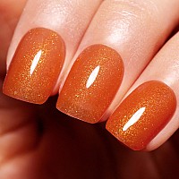 Imtiti Glitter Orange Gel Nail Polish Uv Led Soak Off Gold Shimmer Orange Color Nail Polish Orange Sparkle Gel Polish