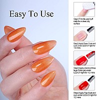 Imtiti Glitter Orange Gel Nail Polish Uv Led Soak Off Gold Shimmer Orange Color Nail Polish Orange Sparkle Gel Polish