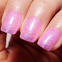 Imtiti Iridescent Glitter Peach Pink Gel Nail Polish Uv Led Soak Off Sparkle Bright Pink Nail Polish Shimmer Sparkly Gel Polish