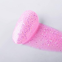 Imtiti Iridescent Glitter Peach Pink Gel Nail Polish Uv Led Soak Off Sparkle Bright Pink Nail Polish Shimmer Sparkly Gel Polish