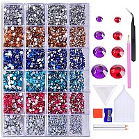 Sunfairy 18000PCS Mixed Size 2 3 4 5MM Jelly ab Resin With Tools On Rhinestones For Tumblers Colorful Rhinestones Flatback Strass Glitter Crystal Rhinestones for Clothing Decor Nail Art Gem Crafts