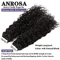 Anrosa Jerry Curly Tape In Hair Extensions Human Hair Black Women Skin Weft 22Inch Tape In Hair Extensions Human Hair Kinky Curl