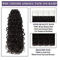 Anrosa Jerry Curly Tape In Hair Extensions Human Hair Black Women Skin Weft 22Inch Tape In Hair Extensions Human Hair Kinky Curl