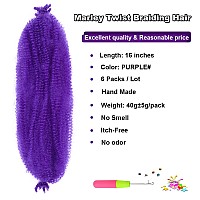 Baota Marley Twist Braiding Hair 6 Packs 16 Inch Purple Marley Hair Pre Separated Springy Afro Twist Hair Cuban Twist Braiding H