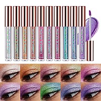 Bestland Liquid Glitter Eyeshadow Set Multichrome Glitter Shimmer Eye Looks Waterproof Long Lasting Quickdrying Sparkling Eye