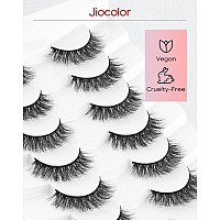 Jiocolor Fake Lashes Natural Look Wispy Fluffy Lashes 3D Faux Mink Lashes False Eye Lashes Reusable 7 Pairs False Eyelashes 13Mm