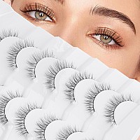 False Eyelashes Wispy Lashes Natural Look Wispies Eyelashes 7 Pairs Soft Faux Mink Lashes 3D Volume Fluffy Fake Eyelashes Packs