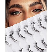 Jiocolor Fox Eye Lashes Natural Look Spiky False Eyelashes Cat Eye Eyelashes Wispy Soft Fake Mink Lashes Pack 7 Pairs 9Mm15Mm