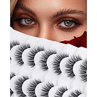 Jiocolor Natural Looking Short False Eyelashes Wispy Lashes Natural Look 14Mm 3D Faux Mink Lashes 7 Pairs Fluffy Fake Eyelashes