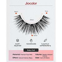 Jiocolor Natural Looking Short False Eyelashes Wispy Lashes Natural Look 14Mm 3D Faux Mink Lashes 7 Pairs Fluffy Fake Eyelashes