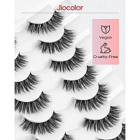 Jiocolor Natural Looking Short False Eyelashes Wispy Lashes Natural Look 14Mm 3D Faux Mink Lashes 7 Pairs Fluffy Fake Eyelashes