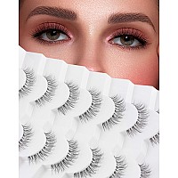 Fairy Strip Lashes That Look Like Extensions Clear Band False Eyelashes Natural Look 3D Volume Lashes Short Wispy Fake Eyelashes