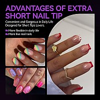 Gelike Ec Nail Tips Xs Soft Gel Tips Square Shaped Full Cover Gel X Nails Pre Etched Pmma Resin Clear Strong False Press On N