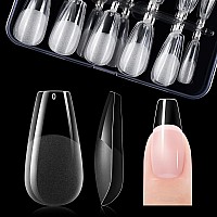 Gelike Ec Medium Coffin Nail Tips Soft Gel Tips Coffin Shaped Full Cover Gel X Nails Pre Etched Pmma Resin Clear False Nails