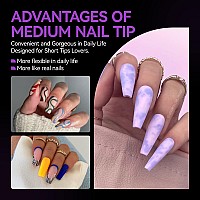 Gelike Ec Medium Coffin Nail Tips Soft Gel Tips Coffin Shaped Full Cover Gel X Nails Pre Etched Pmma Resin Clear False Nails