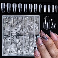 Addfavor Coffin Nail Tips 600Pcs Gel X Nail Tips Medium Ballerina Full Cover Nails Tips Clear Acrylic False Nail Tips For Nail