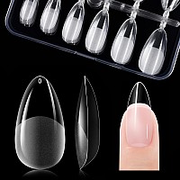 Gelike Ec Medium Almond Nail Tips Soft Gel Tips Almond Shaped Full Cover Gel X Nails Pre Etched Pmma Resin Clear False Nails