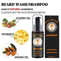 Xikezan Mens Beard Grooming Kit Sandalwood Oil Wash Balm Comb Brush Scissors Bag Ebook Gift For Him