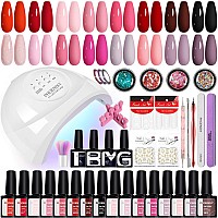 Phoenixy Gel Nail Polish Kit With U V Light 40 Pcs Gel Nail Polish Set With 48W Nail Lamp Gel Nail Kit Gifts For Women