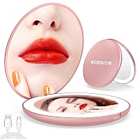 Wobsion 10X Magnifying Tabletop Mirror Touch Dimmable 3 Color Temperature Adjustment Auto Light Off Rechargeable Compact 4