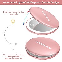 Wobsion 10X Magnifying Tabletop Mirror Touch Dimmable 3 Color Temperature Adjustment Auto Light Off Rechargeable Compact 4