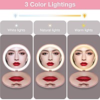 Wobsion 10X Magnifying Tabletop Mirror Touch Dimmable 3 Color Temperature Adjustment Auto Light Off Rechargeable Compact 4