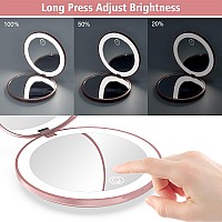 Wobsion 10X Magnifying Tabletop Mirror Touch Dimmable 3 Color Temperature Adjustment Auto Light Off Rechargeable Compact 4