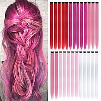 Colored Clip In Hair Extensions For Girls 25 Pcs Straight Fashion Hairpieces For Party Highlights 5 Warm Colorsredrose Redpe